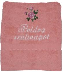 ARPEVÉ Kft Törölköző hímzett - Boldog szülinapot, rózsa - barack (THSZ005)