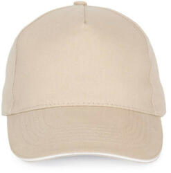 K-UP KP124 SANDWICH baseball sapka 5 paneles, pamut twill anyagból K-UP, Beige/White-U (kp124be-wh-u)