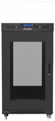 Lanberg NET 19" szabadonálló rack szekrény 22U/800X800 perforált ajtó, lapraszerelt, LCD kijelző, fekete V2 (FF01-8822-23BL) (FF01-8822-23BL)