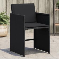 vidaXL 4 db fekete polyrattan kerti szék párnával (4007456) - pepita