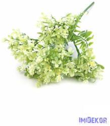  Apró virágos szálas műzöld 39 cm - Tört fehér