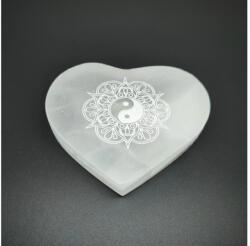 R. M. ékszer Ásványok Szelenit szív lapos yin yang mandala 7-8cm (109723)
