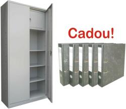  FISET METALIC ASAMBLAT 3 RAFTURI SI SEIF ECO+, 900x400x1800 mm (LxlxH) +5 Bibliorafturi Cadou! (9600205P) Dulap arhivare
