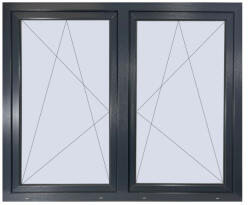 PPlusz 180x150 cm antracit színű műanyag tokosztott bukó-nyíló ablak
