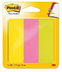 3M Jelölőcímke, papír, 3x100 lap, 25x76 mm, 3M POSTIT, vegyes neon színek 7100172769 (7100172769)