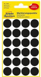 AVERY Etikett AVERY 3003 jelölőpont 18 mm fekete 96 címke/doboz 4 ív/doboz (3003) - pcx