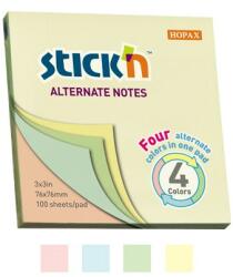 STICK N StickN 76x76 mm 100 lap 4 színű pasztell öntapadó jegyzettömb 21821 (21821)