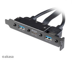 Akasa Számítógépház kiegészítő Akasa hátlapi kivezetés 1x USB3.1 TypeC + 2x USB3.1 Type A AK-CBUB52-50BK (AK-CBUB52-50BK)