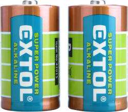 Extol elem klt. 2 db, alkáli, 1, 5V, méret: D (LR20); hosszú élettartam, bliszteren