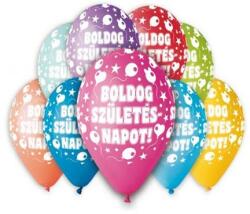  Léggömb, 30 cm, "Boldog Születésnapot", lufis 11-PRINTBSZII (11-PRINTBSZII)