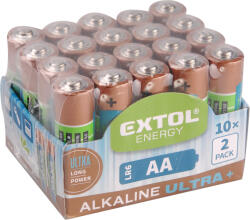 Extol elem klt. 20 db, alkáli, 1, 5V, méret: AA (LR6); hosszú élettartam, 10x2db-os kínálóban