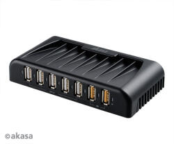 Akasa HUB USB Akasa 5x USB 2.0 + 2x USB 2.0 Fast Charging + hálózati adapter AK-HB-12BKCM (AK-HB-12BKCM)
