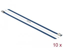 DeLock Rozsdamentes Acél Kábelkötegek Hossza 200 x Szélesség 4, 6 mm kék 10 db