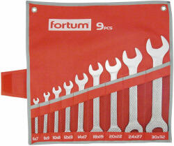 Fortum villáskulcs klt. 9db 6-32mm, 61CrV5, mattkróm; 6x7, 8x9, 10x11, 12x13, 14x17, 18x19, 20x22, 24x27, 30x32mm, vászon tok