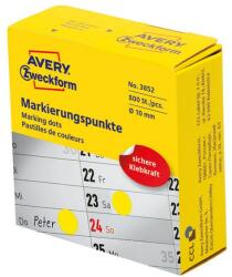 AVERY Etikett AVERY 3852 öntapadó jelölőpont adagoló dobozban sárga 10mm 800 jelölőpont/doboz (3852) - pcx