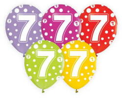 Godan Színes, pöttyös számos lufi 5 darabos szett - 7