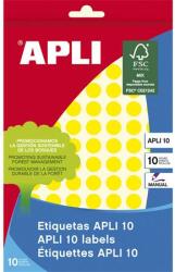 APLI Etikett, 10 mm kör, kézzel írható, színes, APLI, sárga, 1008 etikett/csomag 2730 (2730)