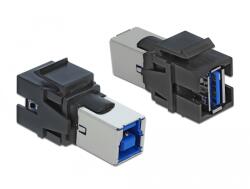 Delock Keystone modul, USB 3.0 A-csatlakozóhüvely USB 3.0 B-csatlakozóhüvely, fekete (86395)