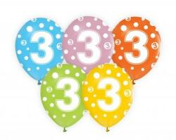 Godan Színes, pöttyös számos lufi 5 darabos szett - 3