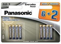 Panasonic EVERYDAY POWER szupertartós elem AAA, alkáli, 8db/csomag LR03EPS/8BW 6+2F (LR03EPS/8BW 6+2F)