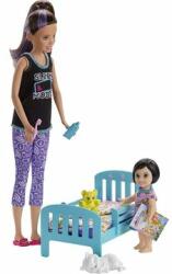 Mattel Barbie Skipper: Lila-barna hajú bébiszitter kisággyal
