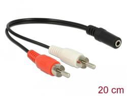 Delock Audio (Hang)kábel 2 x RCA apa 1 x 3, 5 mm 3 tűs Sztereo Jack 20 cm 85806 (85806)