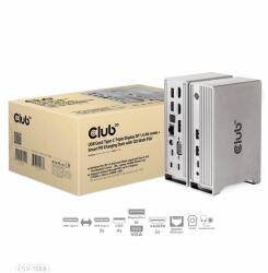 Club 3D DOC Club3D USB Gen2 Type-C Triple Display DP 1.4 Alt mode + Smart PD Töltődokkoló - 120 Watt PSU CSV-1568 (CSV-1568)