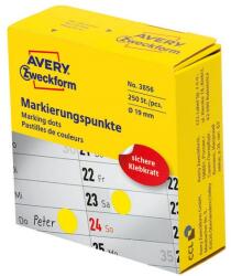 AVERY Etikett AVERY 3856 öntapadó jelölőpont adagoló dobozban sárga 19mm 250 jelölőpont/doboz (3856) - pcx