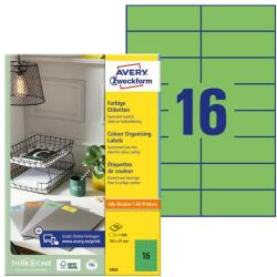AVERY Etikett AVERY 3454 105x37mm univerzális zöld 1600 címke/doboz 100 ív/doboz (3454) - pcx