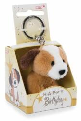 NICI Nici: Kutya plüss kulcstartó Happy Birthday feliratú dobozban - 6 cm