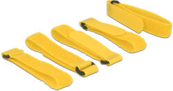 DeLock Hurkolható rögzítok, 300 mm x 20 mm (H x Sz), 5 darab hurokkal, sárga