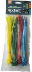 EXTOL kábelkötegelő 3, 6x200mm 100db, 4 színű (piros, kék, sárga, zöld), nylon