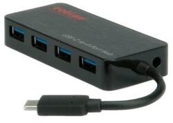 Roline USB 3.2 Gen 1 Hub, 4 port, C típusú csatlakozókábel tápellátással 14.02. 5035-5 (14.02.5035-5)