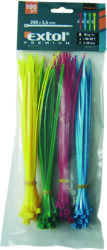 Extol Premium kábelkötegelő 2, 5x150mm 100db, 4 színű (piros, kék, sárga, zöld), nylon
