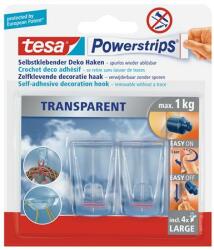 tesa Műanyag akasztó ragasztócsíkkal, TESA "Powerstrips", átlátszó 58813-00000-00/00000-20 (58813-00000-00/00000-20)