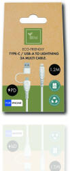 BIOnd USB-C/USB-A - Lightning, (környezetbarát, lebomló anyagokból), 1, 2m, kábel