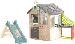 Smoby Căsuță ecologică pentru meteorologi cu tobogan în culori naturale Neo Jura Lodge Playhouse Green Smoby extensibilă (SM810230-1M) Casuta pentru copii