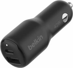 Belkin BoostCharge USB-C / USB-A Autós töltő - Fekete (42W) (CCB005BTBK)