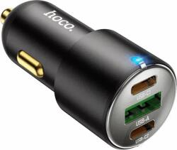 hoco. NZ6 USB-A / 2x USB-C Autós töltő - Fekete (45W)