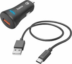 Hama 201615 USB-A Autós töltő - Fekete (19, 5W) (201615)