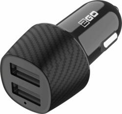 2GO 2x USB-A Autós töltő - Fekete (5V) (794251)