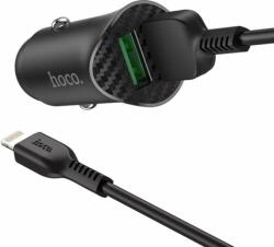 hoco. Z39 2x USB-A Autós töltő + Lightning kábel - Fekete (18W) (HOC0180)