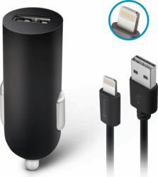 Forever M02 1x USB Autós töltő - Fekete (1A)+Lightning kábel (GSM032690)