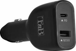 T'nB CACPD65W USB Type-C / USB Type-A Autós töltő - Fekete (65W) (CACPD65W)