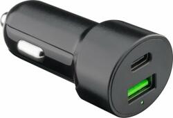 Goobay 39908 Autós USB-A / USB-C töltő - Fekete (48W) (39908)