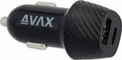 Avax CC302B Carly 1x USB-A / 1x USB Type-C Autós töltő - Fekete (20W) (AVAX CC302B)