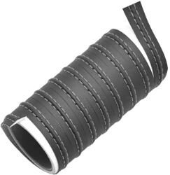  Fekete-ezüst varrású ekobőr autó belső dekor szalag 2 m x 15 mm (DA105A)