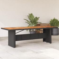 vidaXL fekete polyrattan kerti asztal akácfa lappal 240 x 90 x 75 cm (365595) - vidaxl