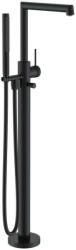 AREZZO design Palmfield fekete szabadon álló egykaros kerámiabetétes kádtöltő csaptelep zuhanyszettel (AR-11007BL)