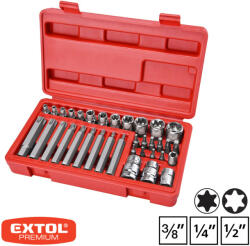 Extol Premium 8818211 Torx, E-Torx dugókulcs készlet, CrV acél, 1/4"-3/8"-1/2" (35 részes) (8818211)